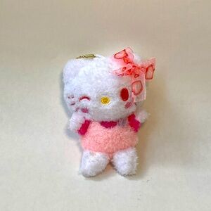 Hello Kitty Plush Keychain Purse Charm Fluffy Winking Face